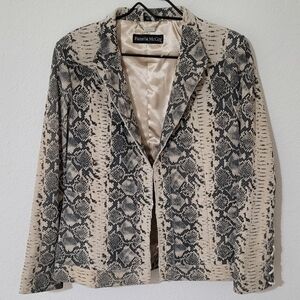 Pamela Mccoy Couture Snake Print Leather Jacket - Black and Cream Medium